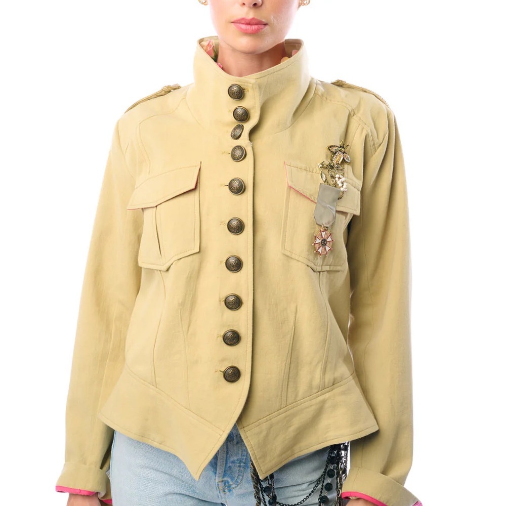 NWT! Aratta Khaki Utility Jacket with Embellishments
